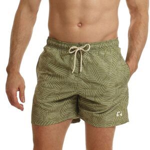 RIPT Essentials Mens Leaf Print Swim Shorts / Khaki Green